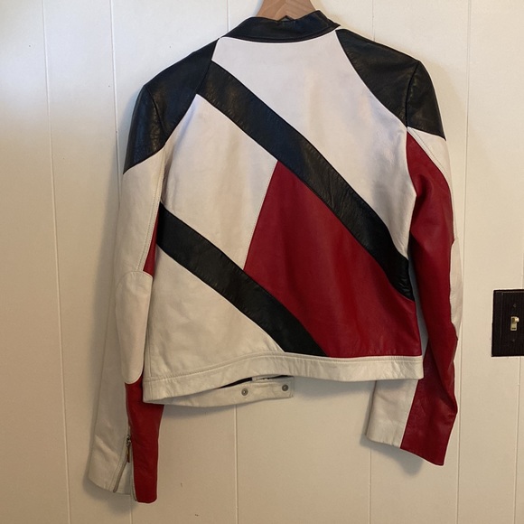 Tommy Hilfiger Women's Leather Jacket - White, Black, Red - Picture 5 of 5